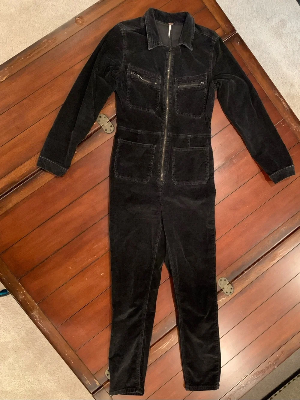 Free People Black Ribbed Jumpsuit π€π€π€π€π€π€π€π€π€π€ size medium - Picture 1 of 12